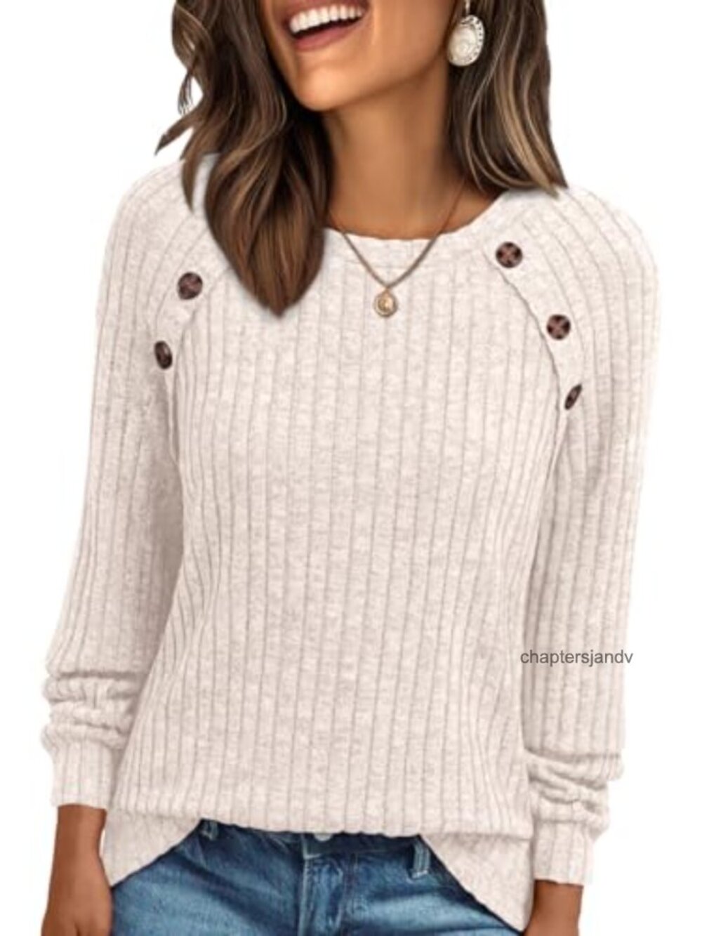 Womens Long Sleeve Tunic Top Crew Neck Relaxed Fit Knit Blouse